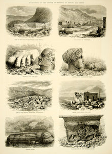 1870 Wood Engraving Temple Minerva Priene Asia Minor Archaeology YTG1