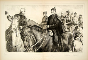 1870 Wood Engraving Art Frederick III Franco-Prussian War King William I YTG1