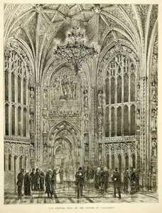 1871 Wood Engraving Art Interior Cathedral Church London England YTG2 - Period Paper
