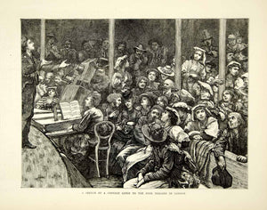 1871 Wood Engraving Art Music Concert Society Improvement Italians London YTG2
