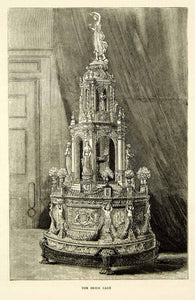 1871 Wood Engraving Art Bridal Cake Royal Wedding Princess Louise John YTG2