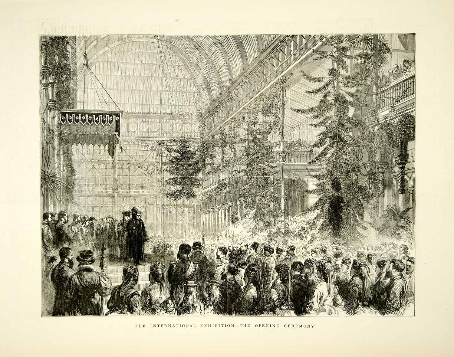 1871 Wood Engraving Art Opening Ceremony International Exhibition London YTG2