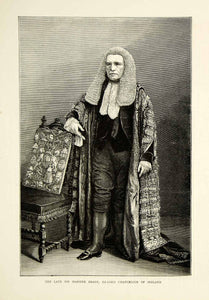 1871 Wood Engraving Art Portrait Sir Maziere Brady Lord Chancellor Ireland YTG2
