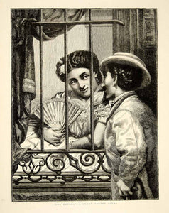 1873 Wood Engraving Joaquin Cuadras Art Lovers Cuba Portrait Victorian Era YTG6