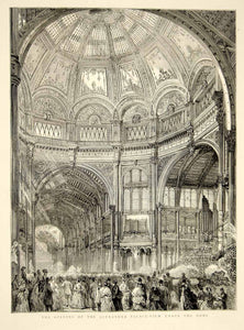 1873 Wood Engraving Art Alexandra Peoples Palace Dome London UK Victorian YTG6 - Period Paper
