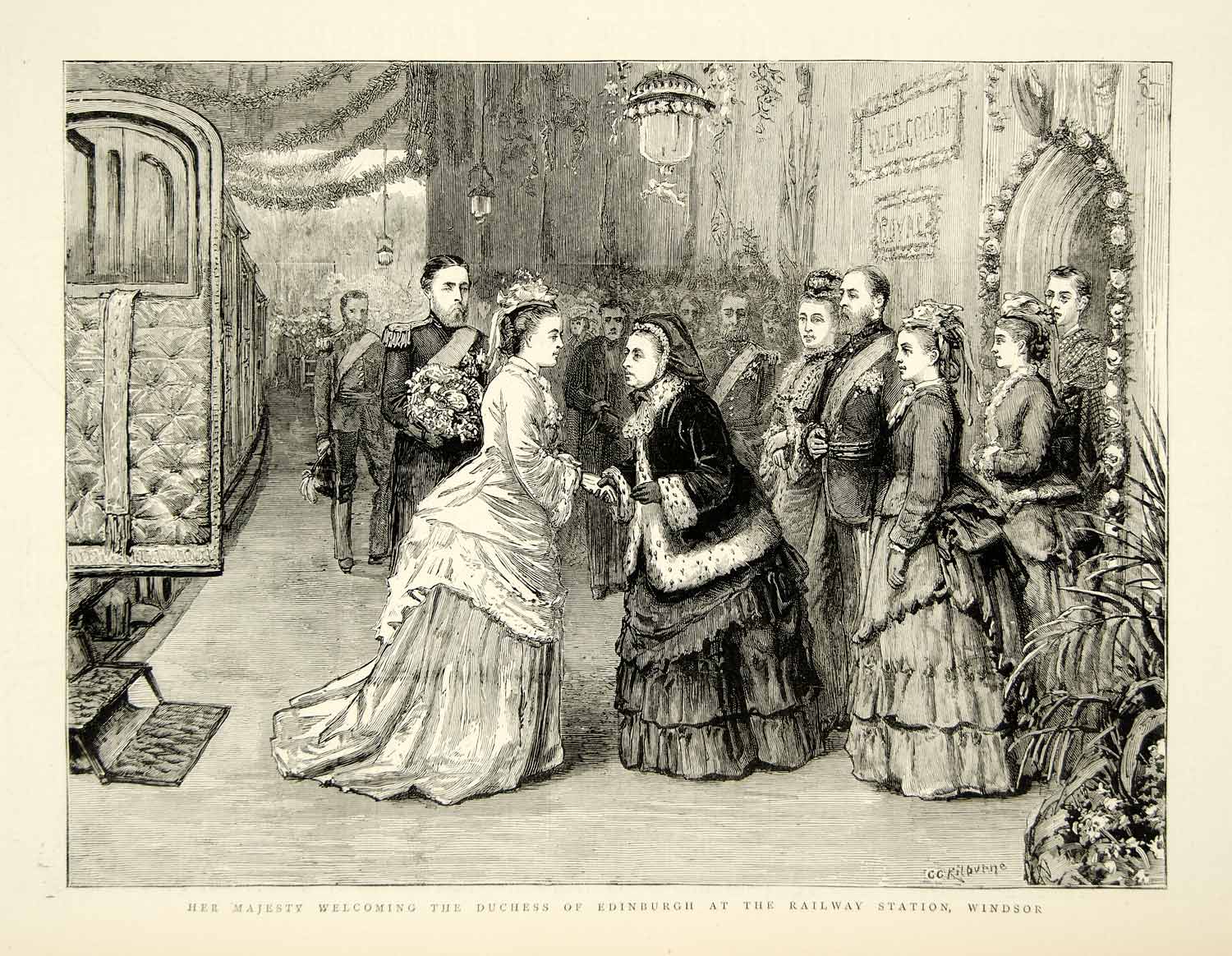 1874 Wood Engraving George G Kilburne Art Maria Alexandrovna Queen Victoria YTG7