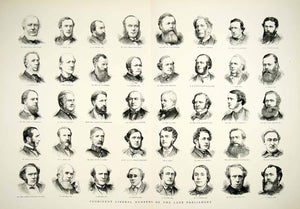 1874 Wood Engraving Art Politician Portrait British Parliament Victorian YTG7