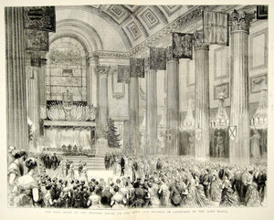 1874 Wood Engraving Art Ball Egyptian Hall Mansion House London England UK YTG8