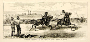 1874 Wood Engraving Allan Gilmore Art Horse Sword Lance 61st Regiment Foot YTG9