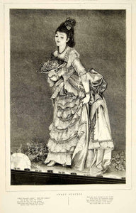 1874 Wood Engraving Art Sweet Success Actress Theater Stage Victorian Era YTGA1