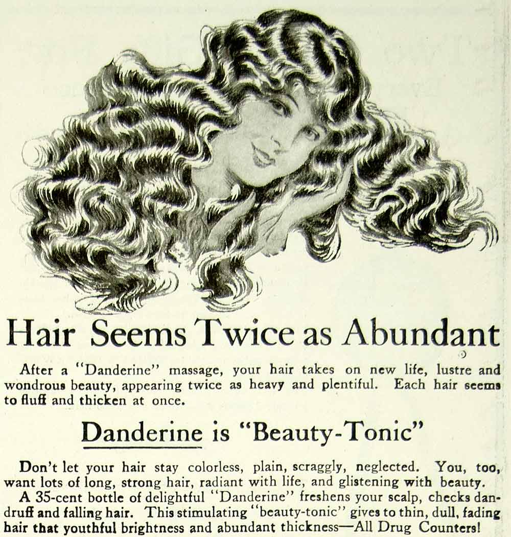 1920 Ad Vintage Danderine Hair Care Tonic Scalp Massage Dandruff Treatment YTH1