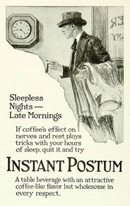1921 Ad Vintage Instant Postum Coffee Substitute Businessman Caffeine Free YTH1