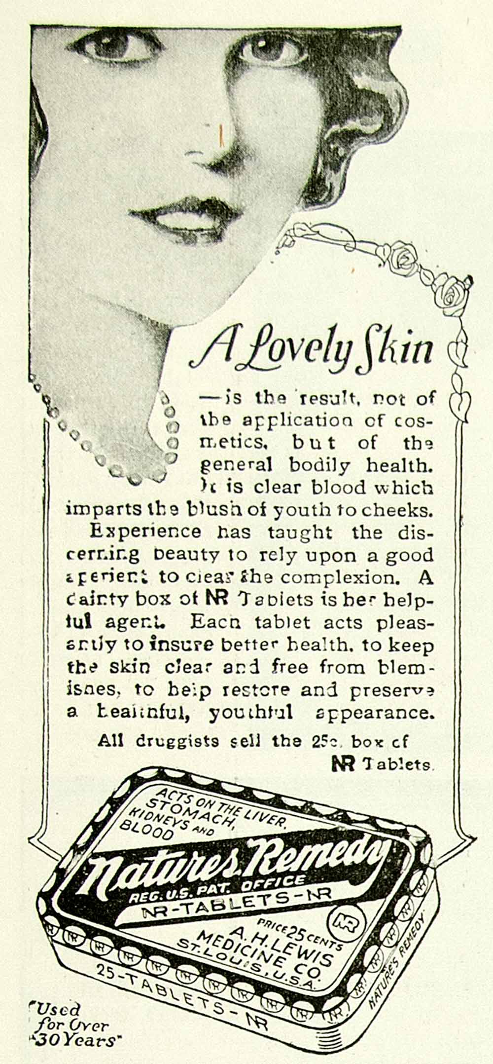 1921 Ad Vintage Quackery Natures Remedy NR Tablets A. H. Lewis Medicine YTH1