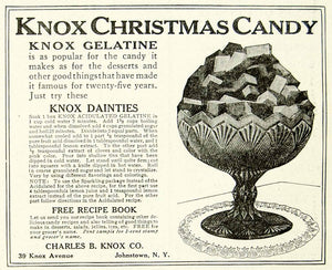 1912 Ad Charles B Knox 39 Ave Johnstown NY Christmas Candy Gelatin Dessert YTH2
