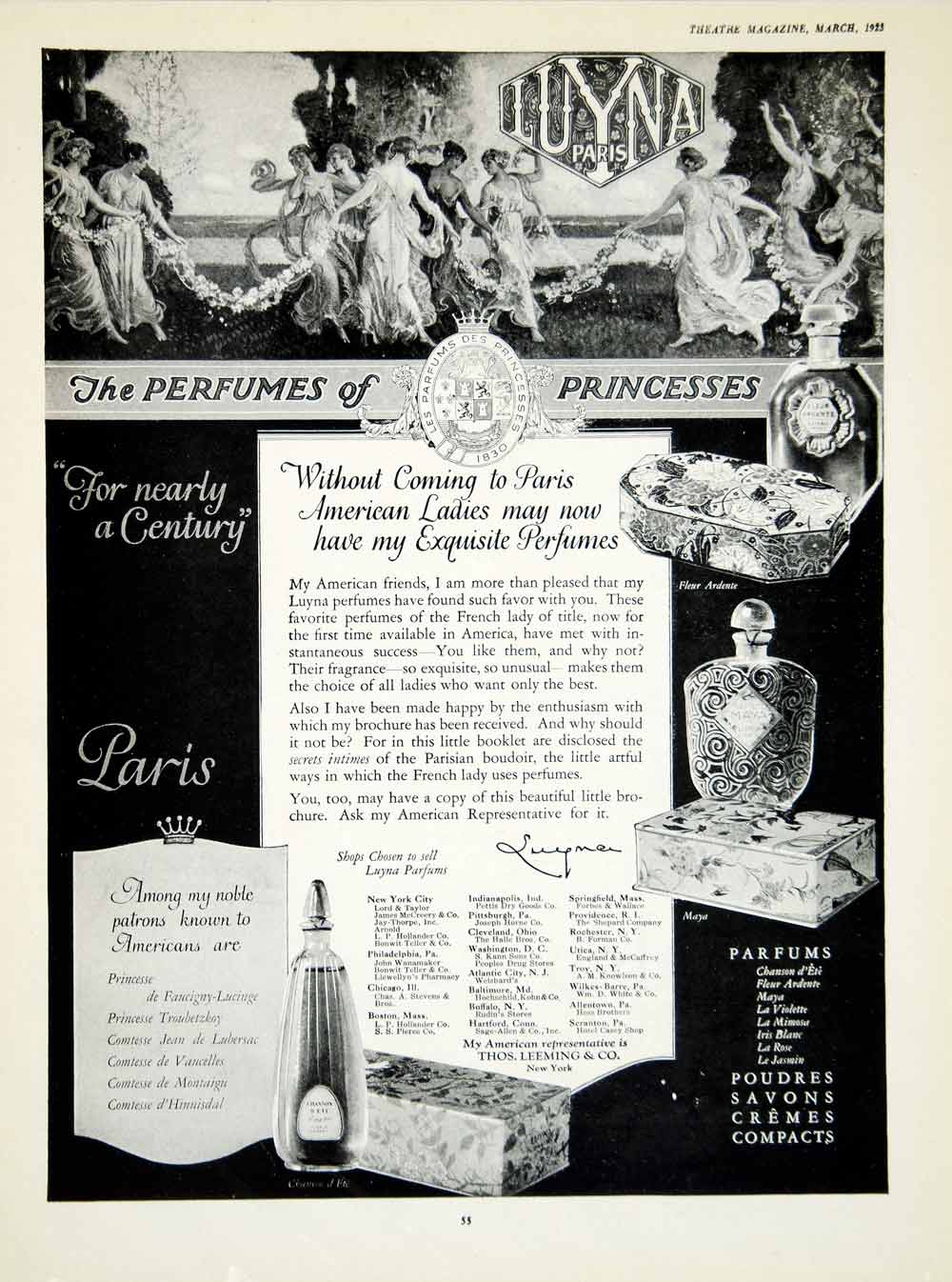 1923 Ad Luyna Parfum Leeming Paris Perfume Princess Bottles Health Beauty YTM2