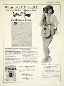 1923 Ad Dainty Form Fat Reducing Cream Gilda Gray Health Beauty Lute YTM2