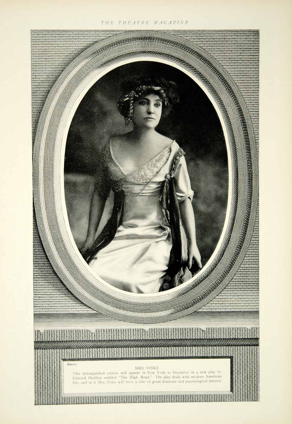 1912 Print Portrait Actress Fiske High Road Broadway New York Costume YTM2
