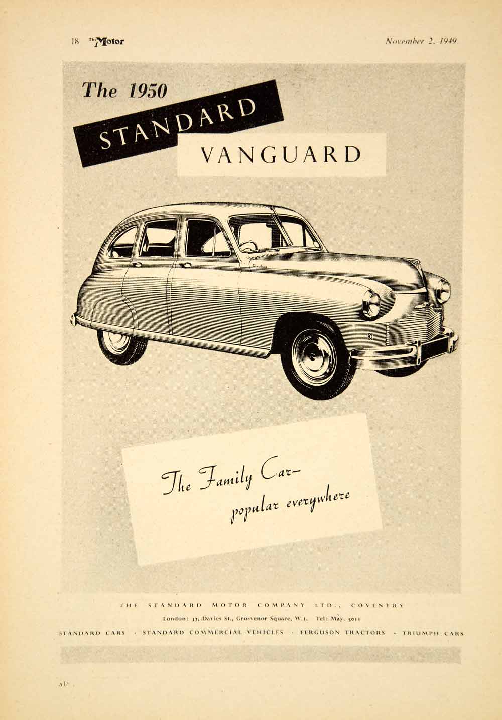 1949 Ad 1950 Standard Vanguard Phase 1 Classic Car Collector Automobile YTM5