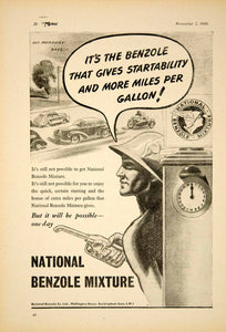 1949 Ad National Benzole Mixture Fuel Petroleum Gas Station Mr Mercury Auto YTM5