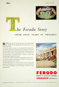 1953 Ad Ferodo Brake Clutch Lining Car Automobile Parts Transportation YTM5