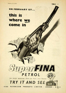 1953 Ad Super Fina Petroleum Fuel Gas Station Oil Automobile Car YTM5
