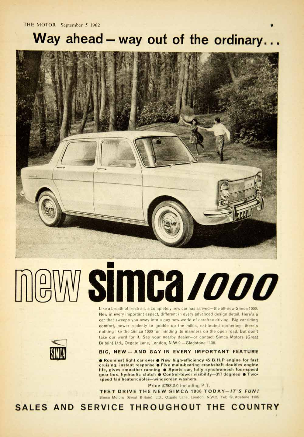 1962 Ad Simca 1000 4 Door Saloon Classic Car Automobile French Import YTM5