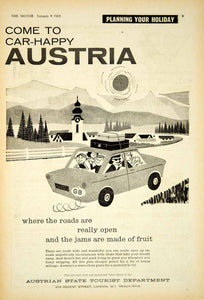 1963 Ad Austrian State Tourist Department Europe Travel Vacation Car YTM5