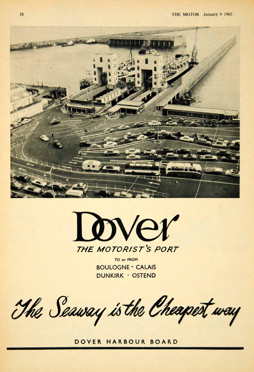 1963 Ad Dover Harbour Board Car Ferry Boat Travel Tourism England YTM5