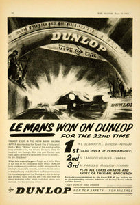 1963 Ad Dunlop Tires Car Automobile Le Mans Motor Race Transportation YTM5