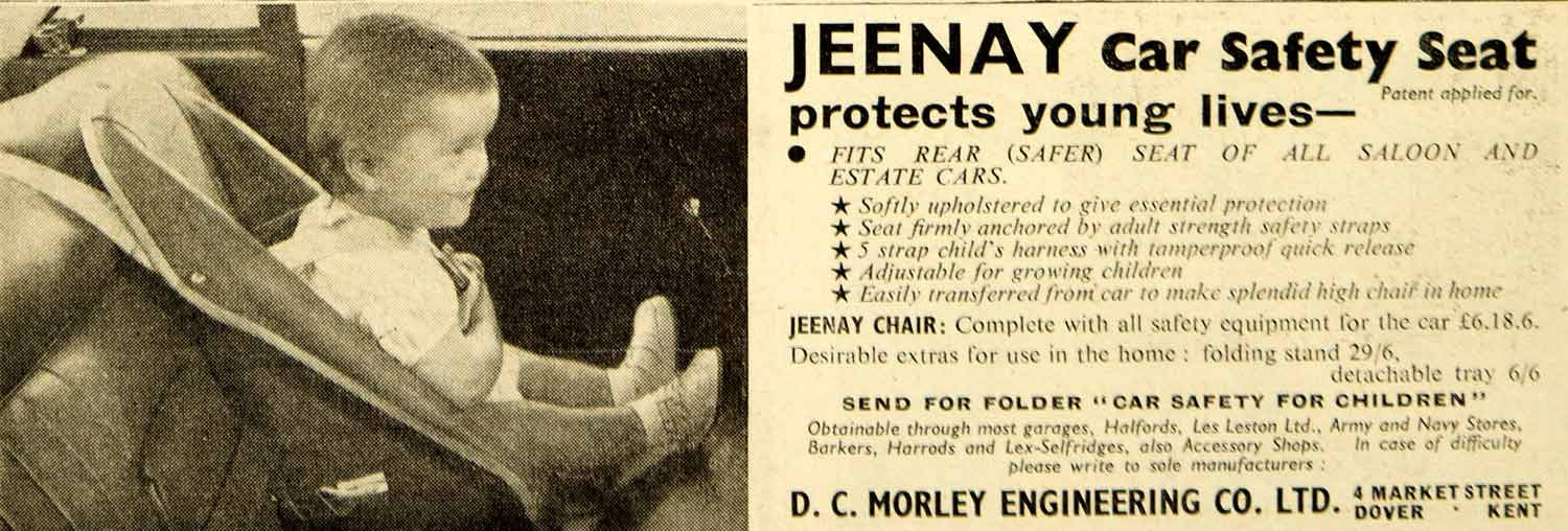 1963 Ad Jeenay Car Child Baby Safety Seat DC Morley Automobile YTM5