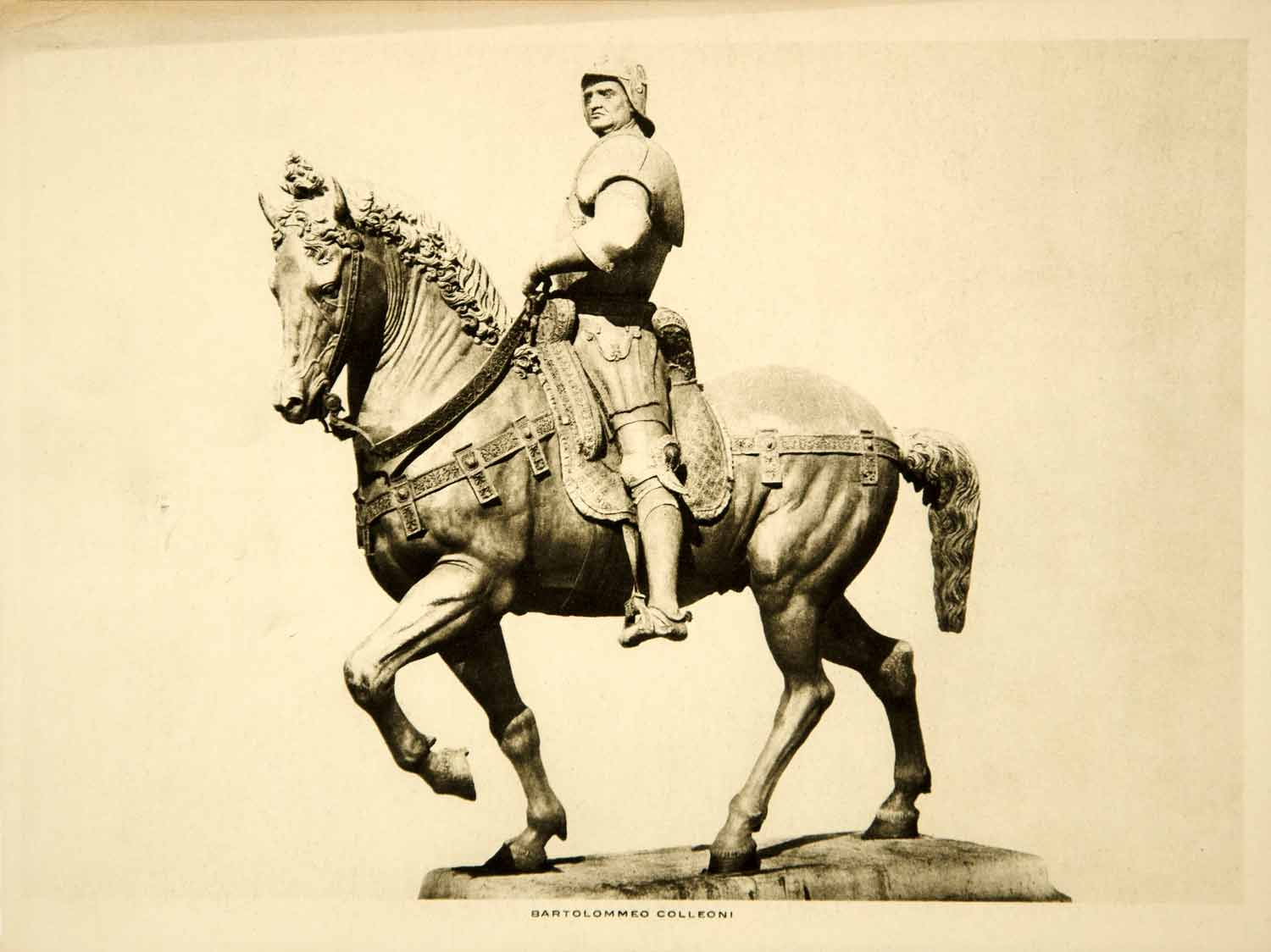 1913 Photogravure Bartolomeo Colleoni Verrocchio Equestrian Statue Venice YTMM1