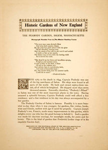 1916 Photogravure Captain Joseph Peabody Garden House Salem Massachusetts YTMM1