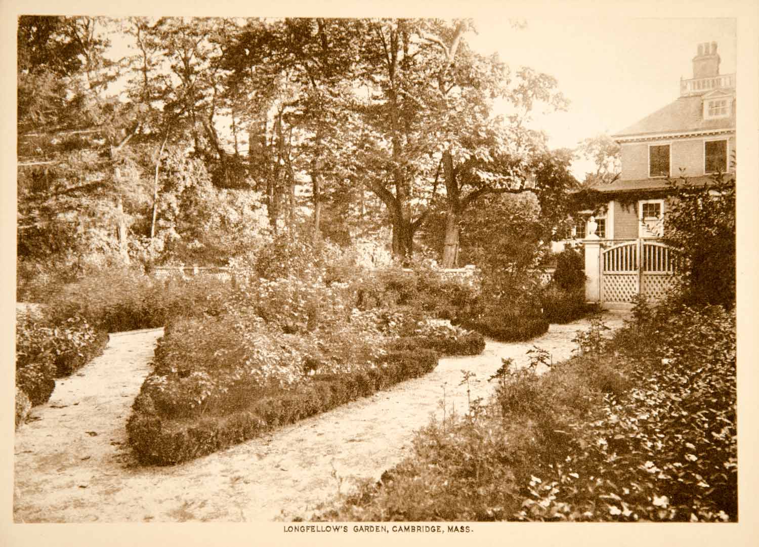 1916 Photogravure Henry Wadsworth Longfellow Garden House Cambridge Mass. YTMM1