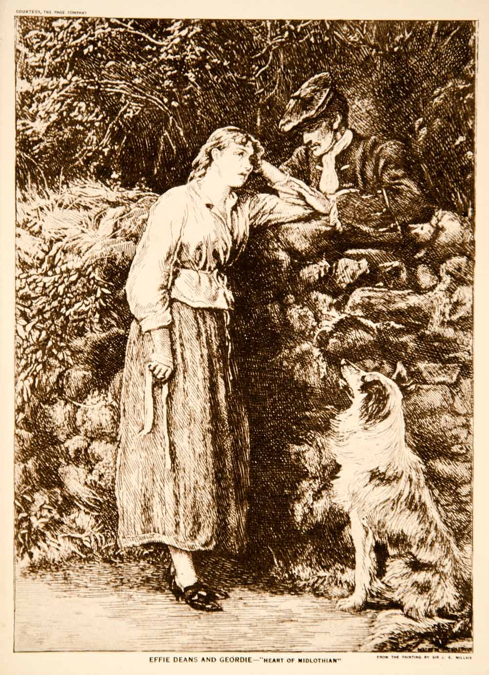 1916 Intaglio Print Effie Deans Heart Midlothian Walter Scott J E Mailais YTMM1