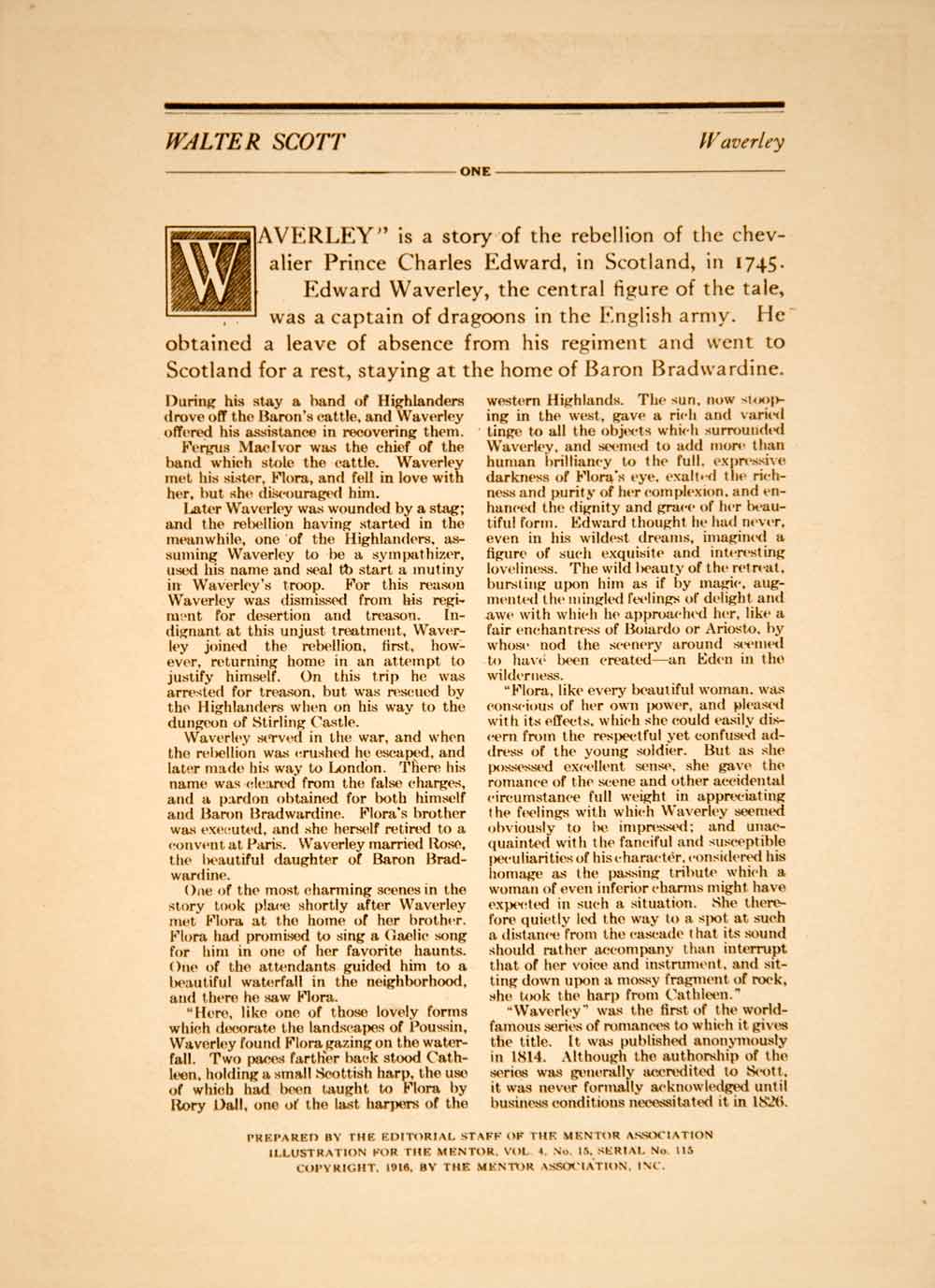 1916 Intaglio Print Robert W. Macbeth Flora MacIvor Waverley Walter Scott YTMM1