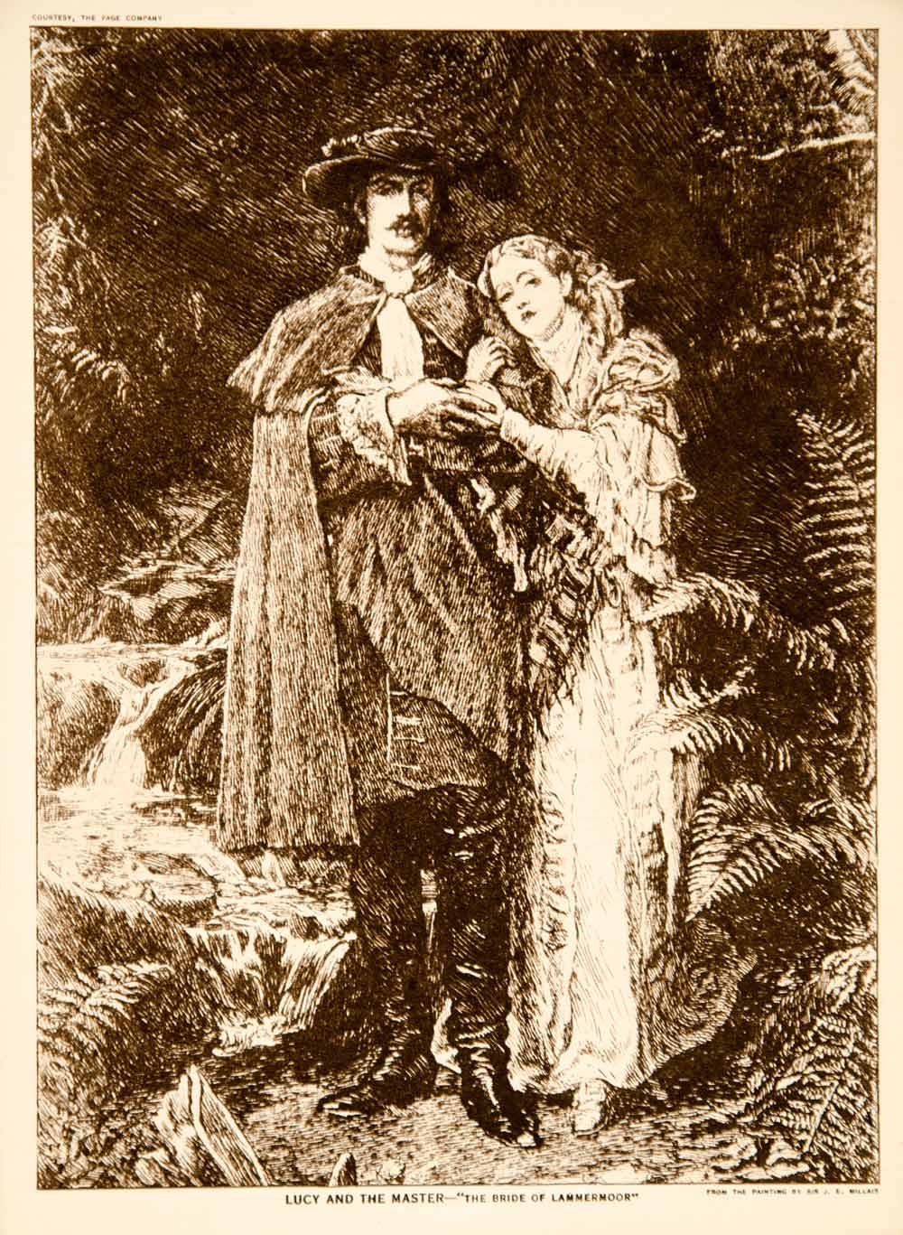 1916 Intaglio Print John Everett Millais Bride of Lammermoor Walter Scott YTMM1
