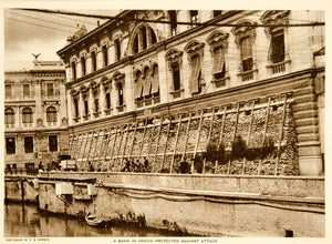 1919 Photogravure Venice Italy Bank Building World War I Sandbags Wartime YTMM2
