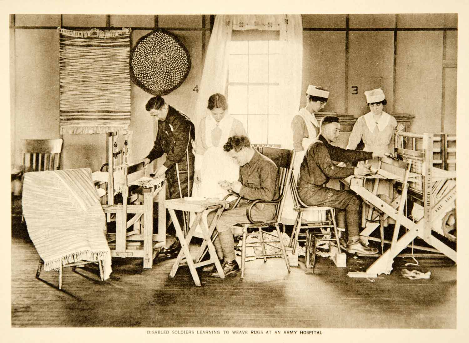 1919 Photogravure Disabled U.S. Soldiers World War I Army Hospital Nurse YTMM2