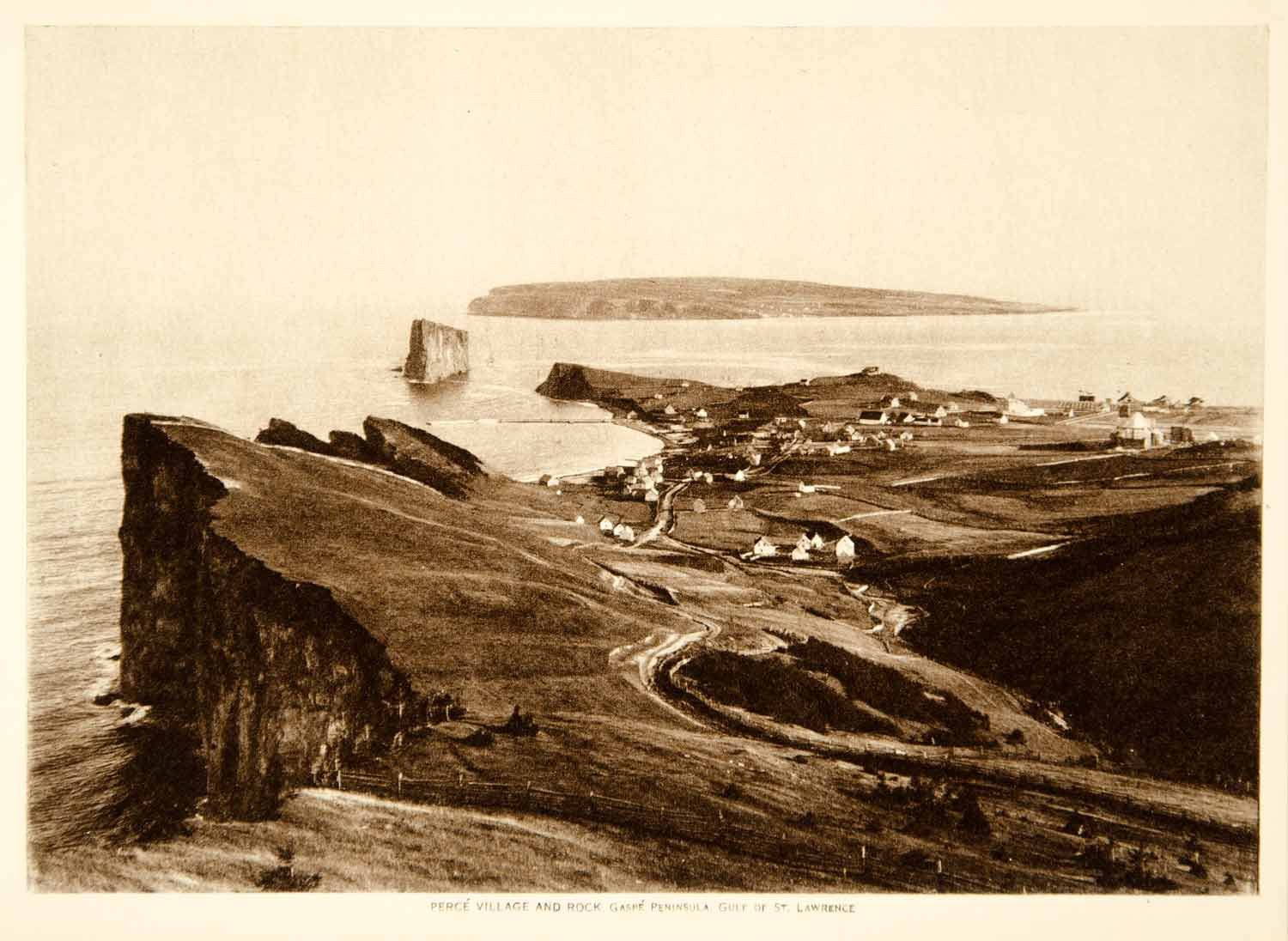 1919 Photogravure Perce Village Gaspe Peninsula Quebec St. Lawrence River YTMM2 - Period Paper
 - 1