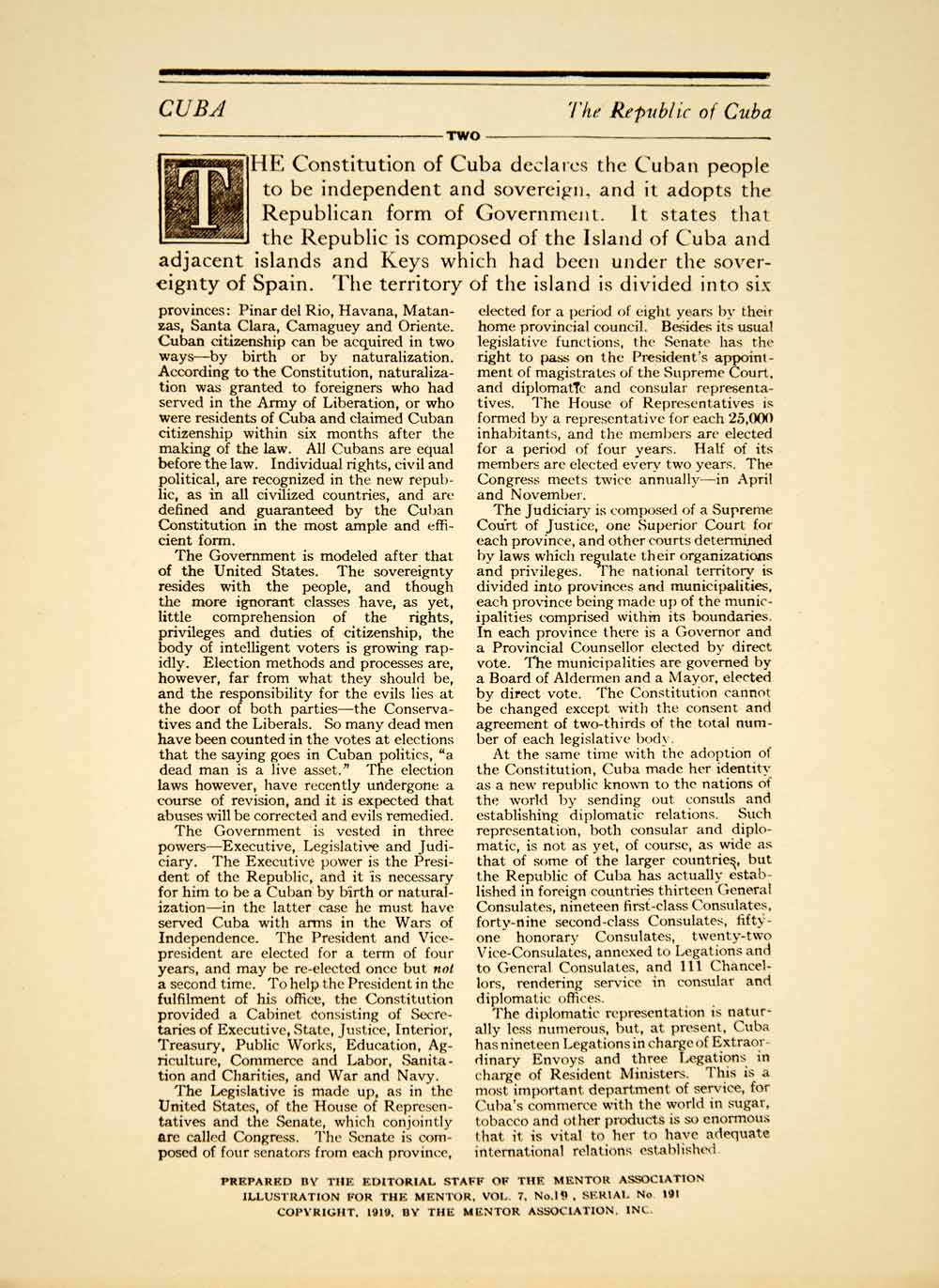 1919 Photogravure Cuba Cuban Republic Independence Parade General Maceo YTMM2