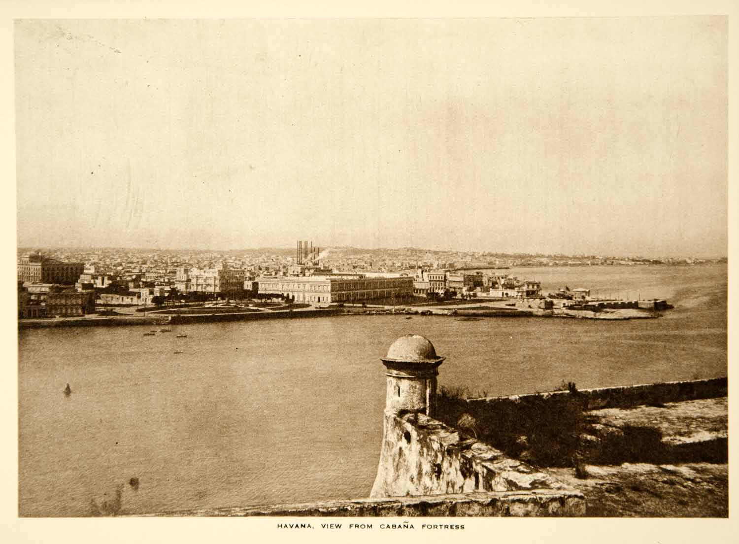 1919 Photogravure Havana Cuba Harbor Cabana Fortress Historical Image View YTMM2