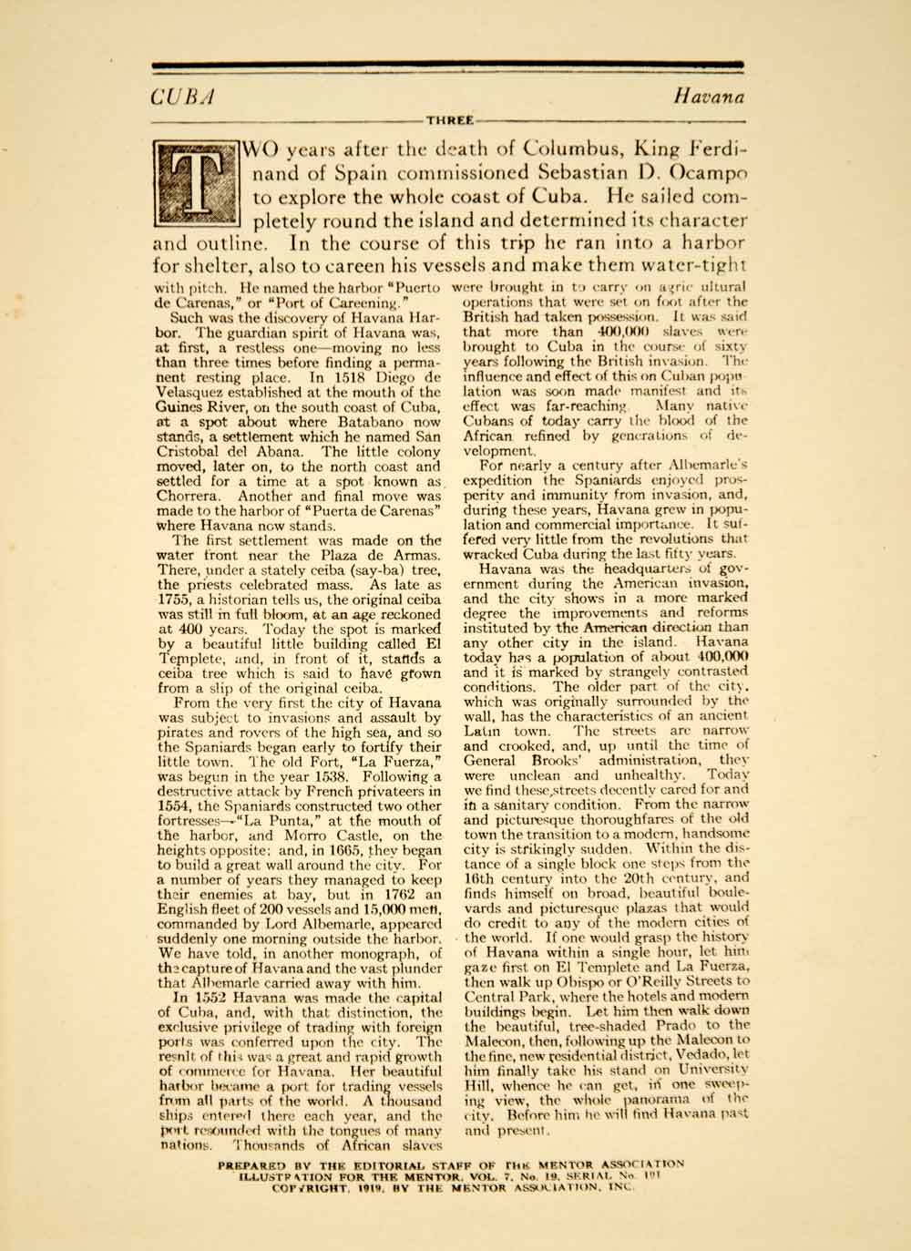 1919 Photogravure Havana Cuba Harbor Cabana Fortress Historical Image View YTMM2