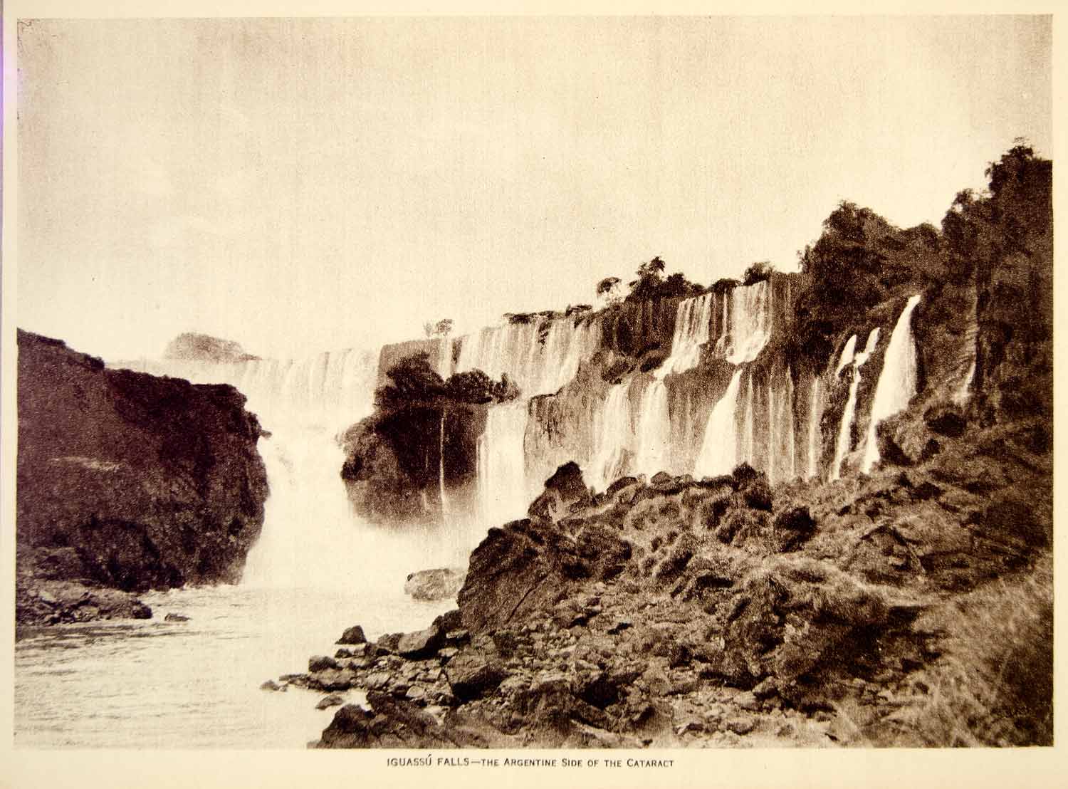 1920 Photogravure Iguassu Falls Iguazu River Waterfalls Brazil Argentina YTTM3
