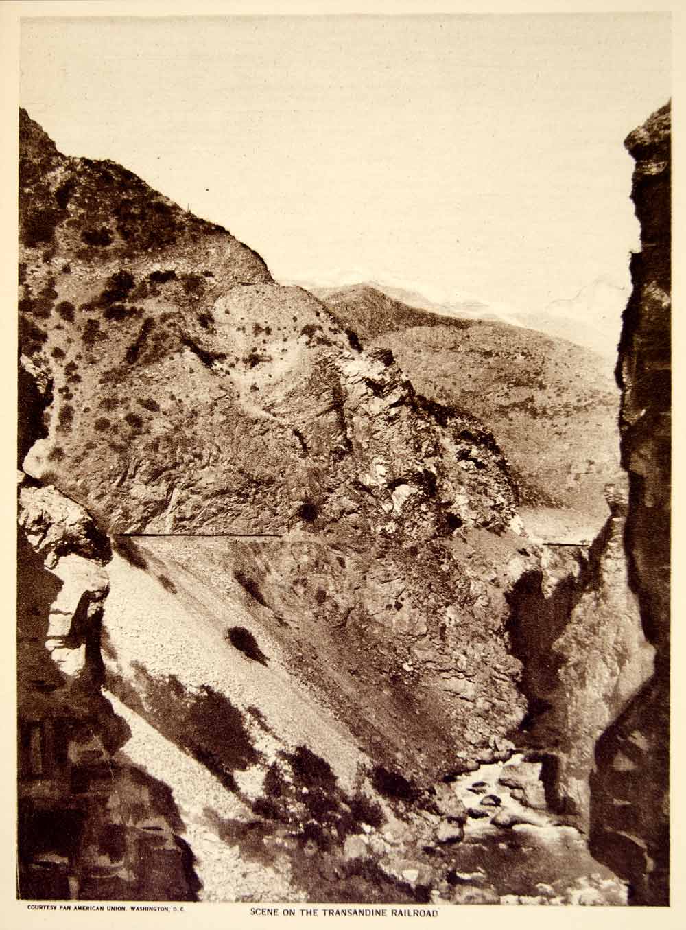 1920 Photogravure Transandine Railroad Andes Mountains Argentina Chile YTTM3