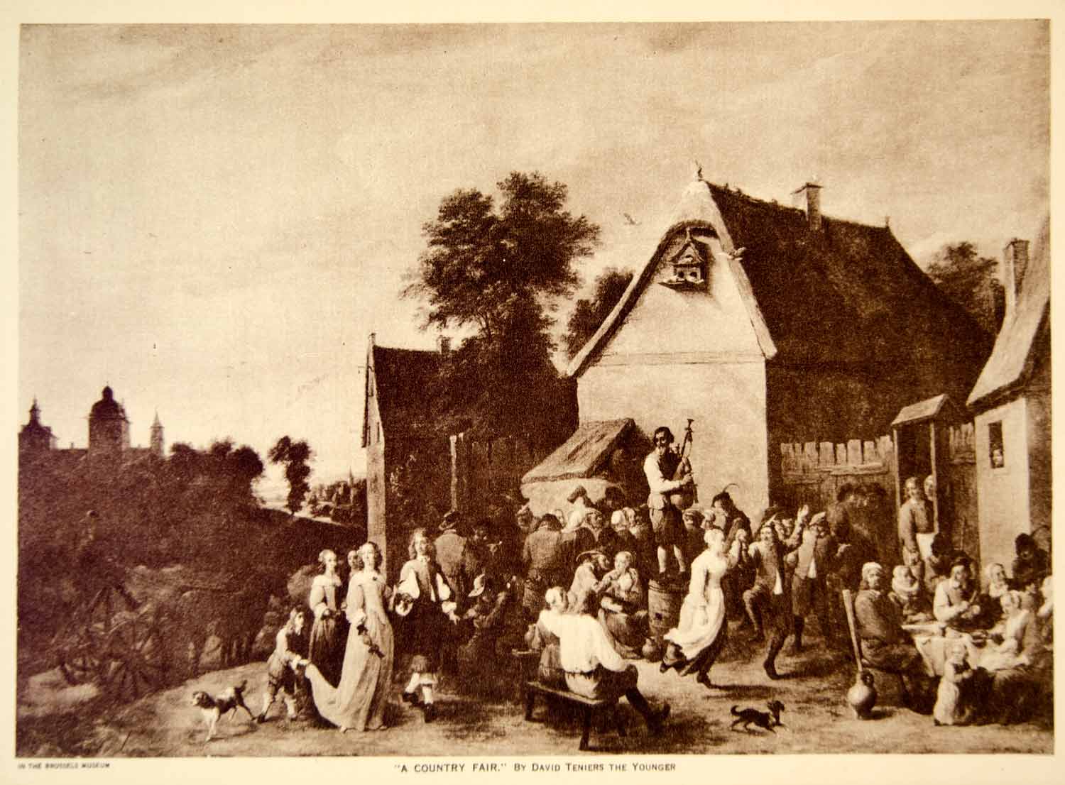 1920 Photogravure David Teniers the Younger Flemish Kermess Peasant Dance YTTM3