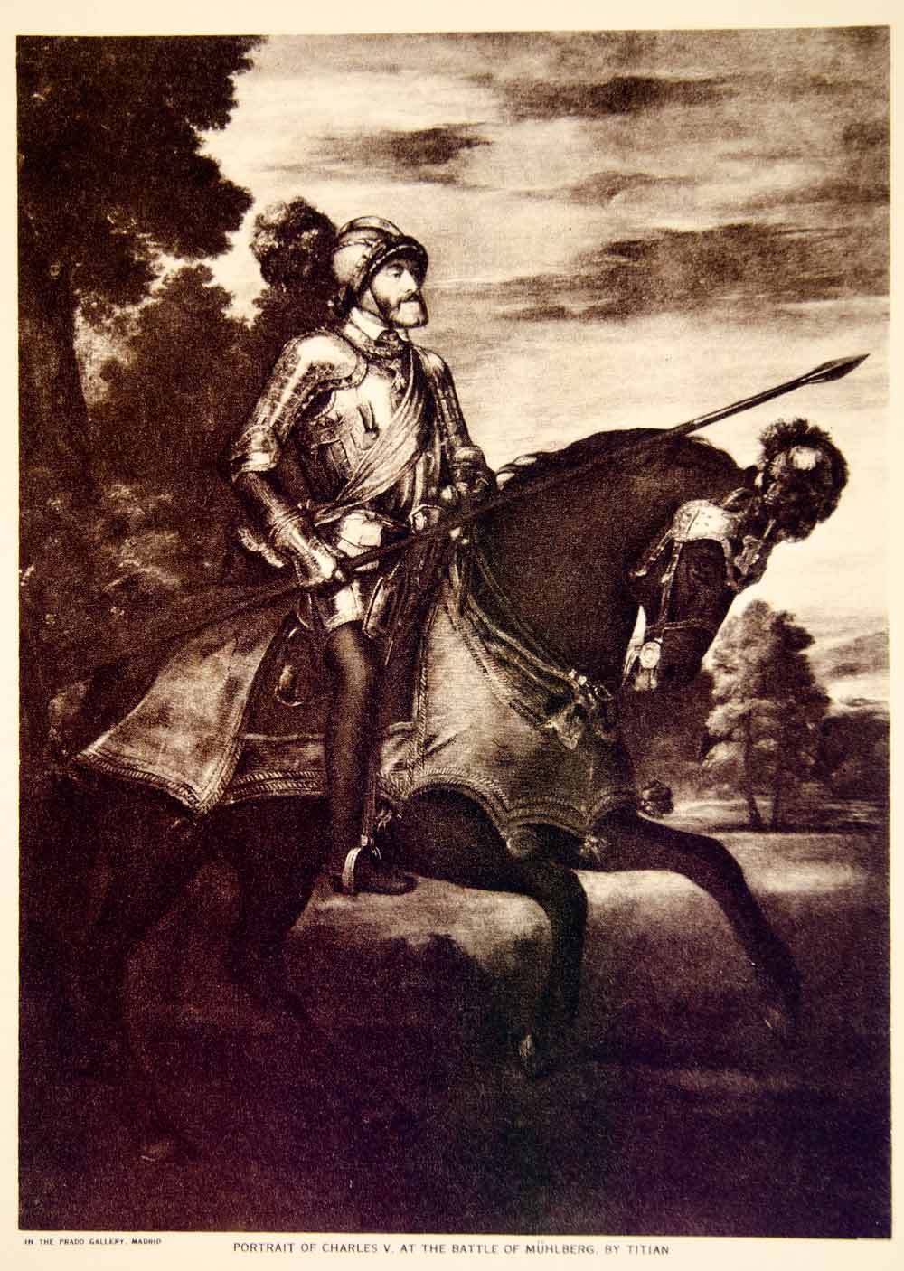 1920 Photogravure Titian Charles V Battle of Muhlberg Holy Roman Emperor YTTM3