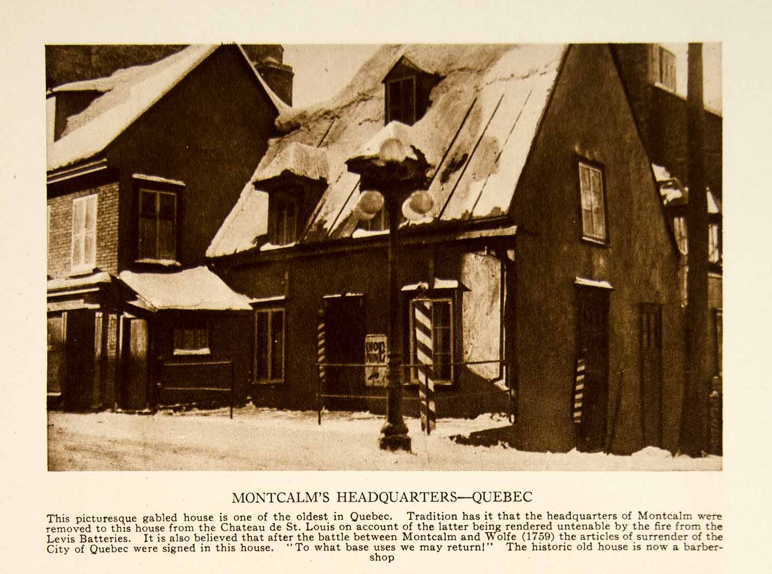 1923 Photogravure Quebec Montcalm Headquarters St. Louis Street Historic YTMM4