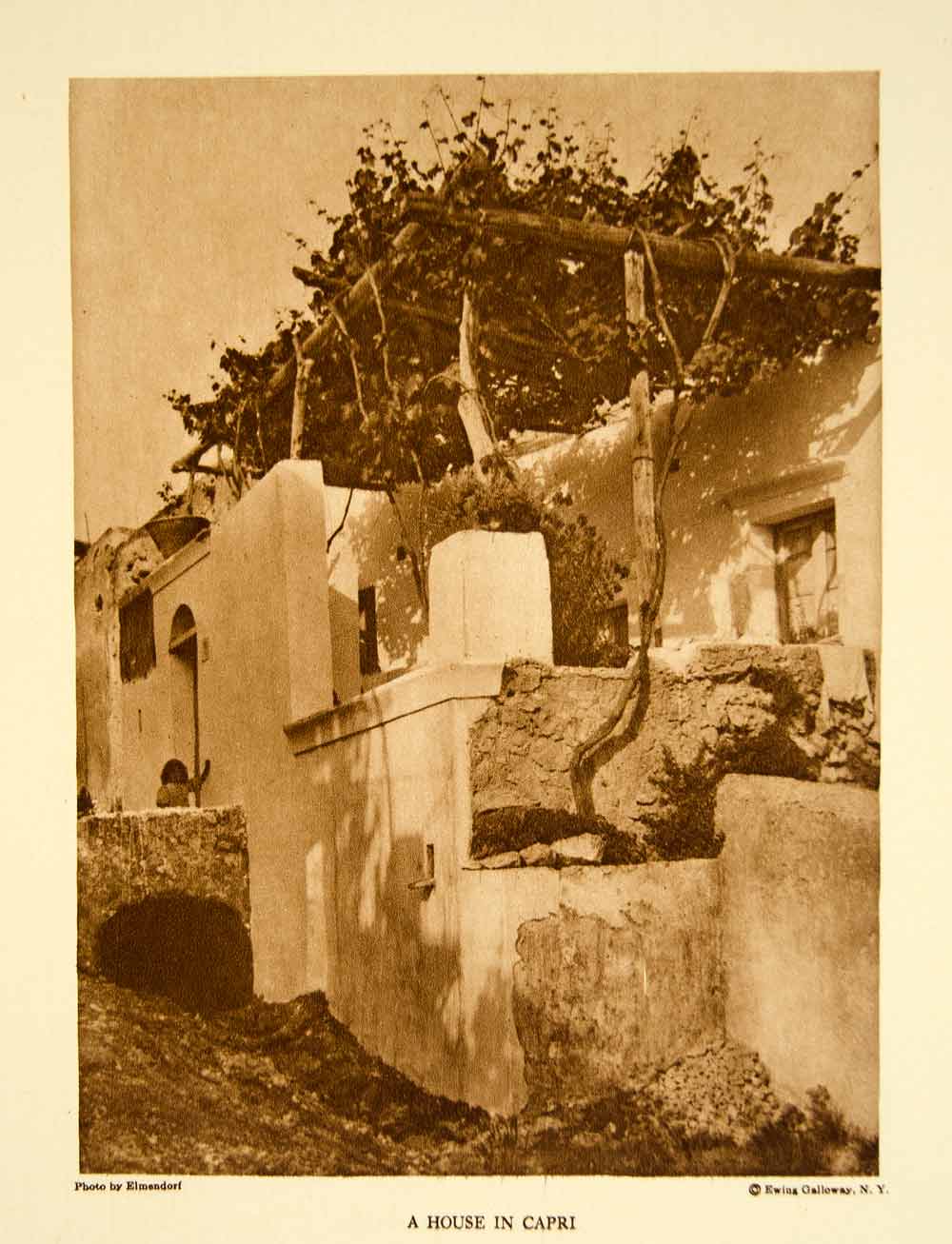 1924 Photogravure Capril Island Italy House Home Architecture Building YTMM4