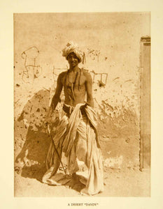 1924 Photogravure Arab Man Costume Arabian Turban Robe Middle Eastern YTMM4