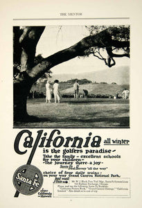 1924 Ad Vintage Sante Fe Railroad Trains California Golfing Golf Course YTMM4